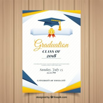 Free Vector | Colorful graduation invitation template with flat design