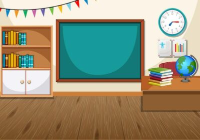 Free Vector | Empty classroom interior with chalkboard
