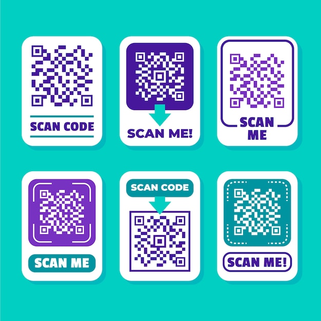 Free Vector | Flat design scan me stamp set