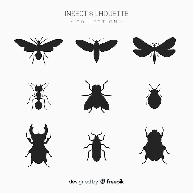 Free Vector | Flat insect silhouettes collection