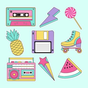 Free Vector | Flat nostalgic 90's badge collection
