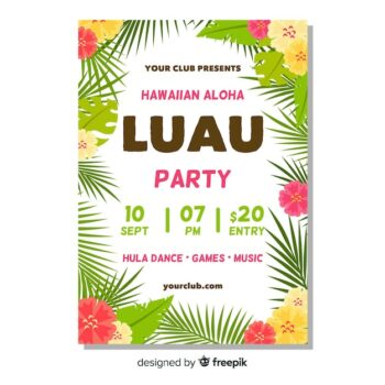 Free Vector | Floral frame luau poster template