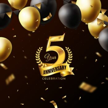 Free Vector | Gradient 5 years anniversary or birthday card