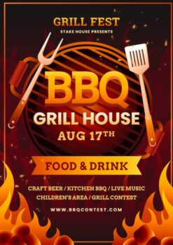 Free Vector | Gradient summer barbecue poster template with grill