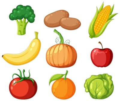 Free Vector | Group of fruit and vegetable