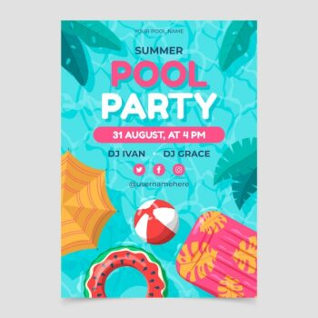 Free Vector | Hand drawn pool party poster template