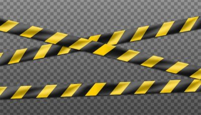 Free Vector | Hazard black and yellow striped ribbon, caution tape of warning signs.  isolated on transparent.