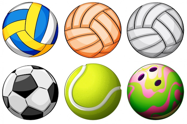 Free Vector | Illustration of a set of sport balls on a white background