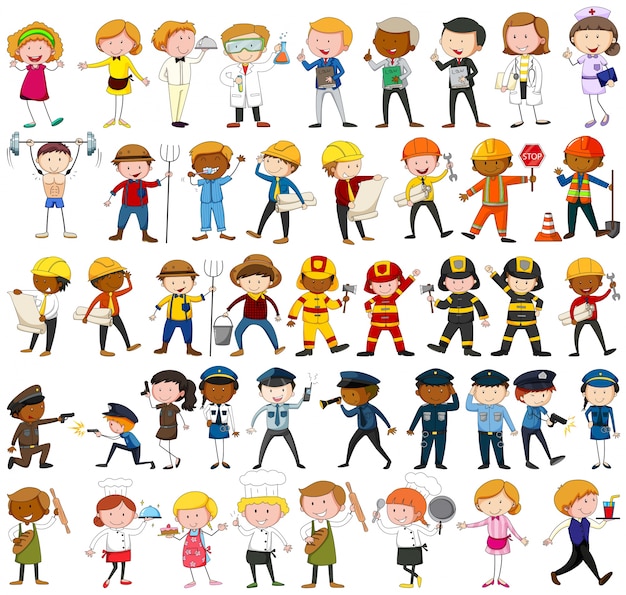Free Vector | Many characters with different occupations illustration