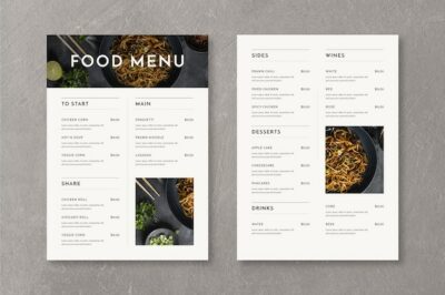 Free Vector | Minimalist restaurant menu template