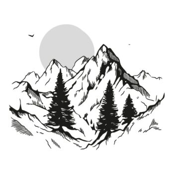Free Vector | Monochrome hand drawn mountain outline illustration