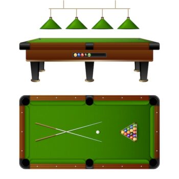 Free Vector | Pool billiard table and furniture set