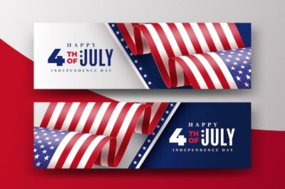 Free Vector | Realistic banners 4th of july independence day