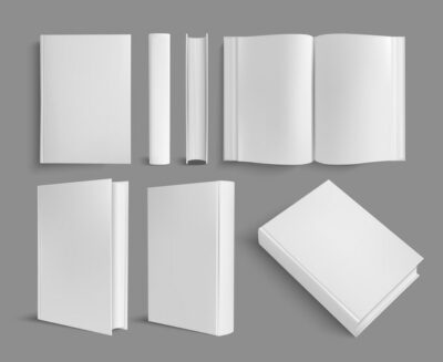 Free Vector | Realistic book mockup template with various side views of open and closed books with empty pages vector illustration