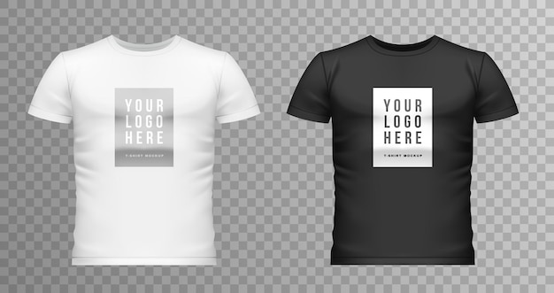 Free Vector | Realistic men t shirt mockup icon set white and black mens t shirts with space for logo vector illustration