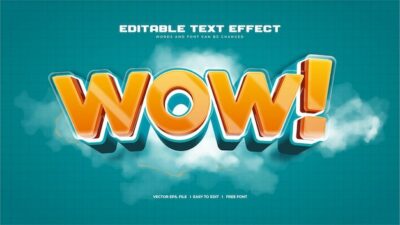 Free Vector | Realistic wow 3d bold text effect