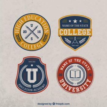 Free Vector | Set of four college vintage stickers