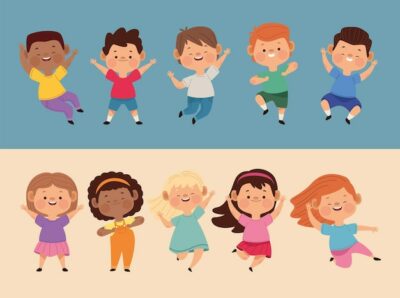 Free Vector | Ten little kids characters group