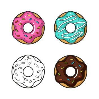Free Vector | Vector colorful icon of four doughnuts isolated on white background