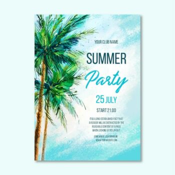Free Vector | Watercolor summer party poster template