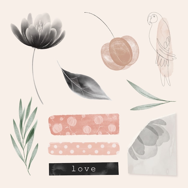 Free Vector | Watercolor vintage collage collection