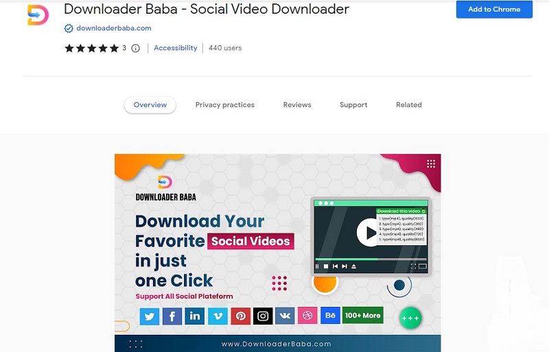 This image shows a browser extension downloaderbaba
