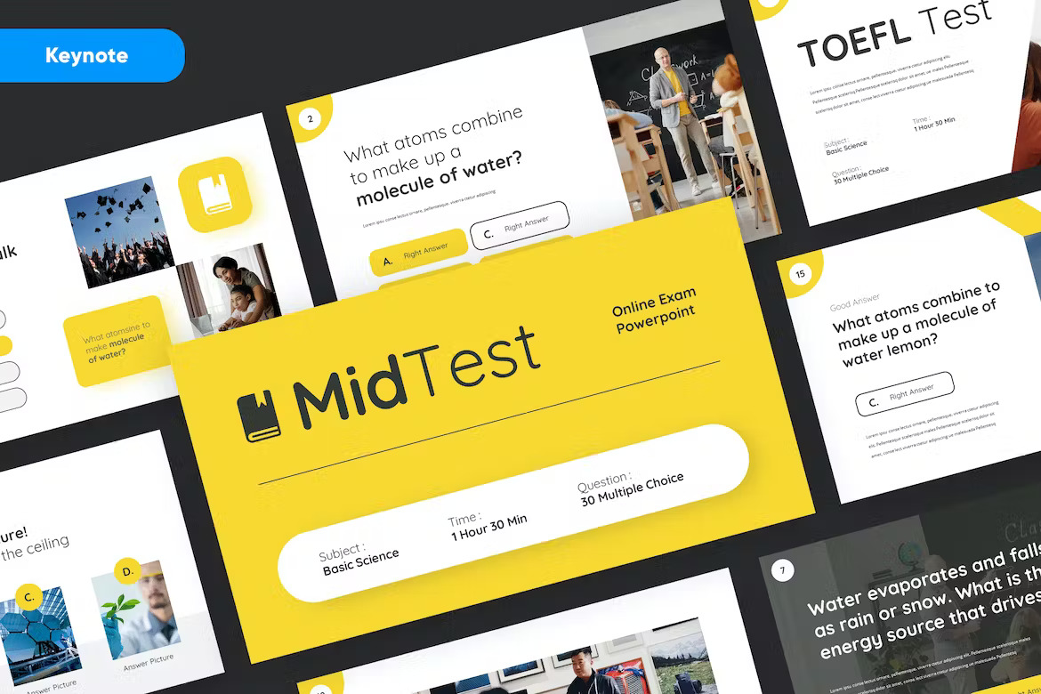 Midtest Education Quiz Keynote Presentation Template Free Download