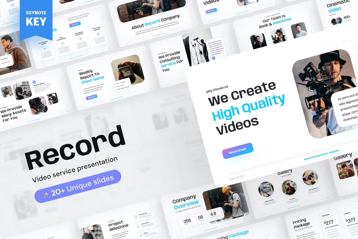 Record Video Service Keynote Presentation Template Free Download