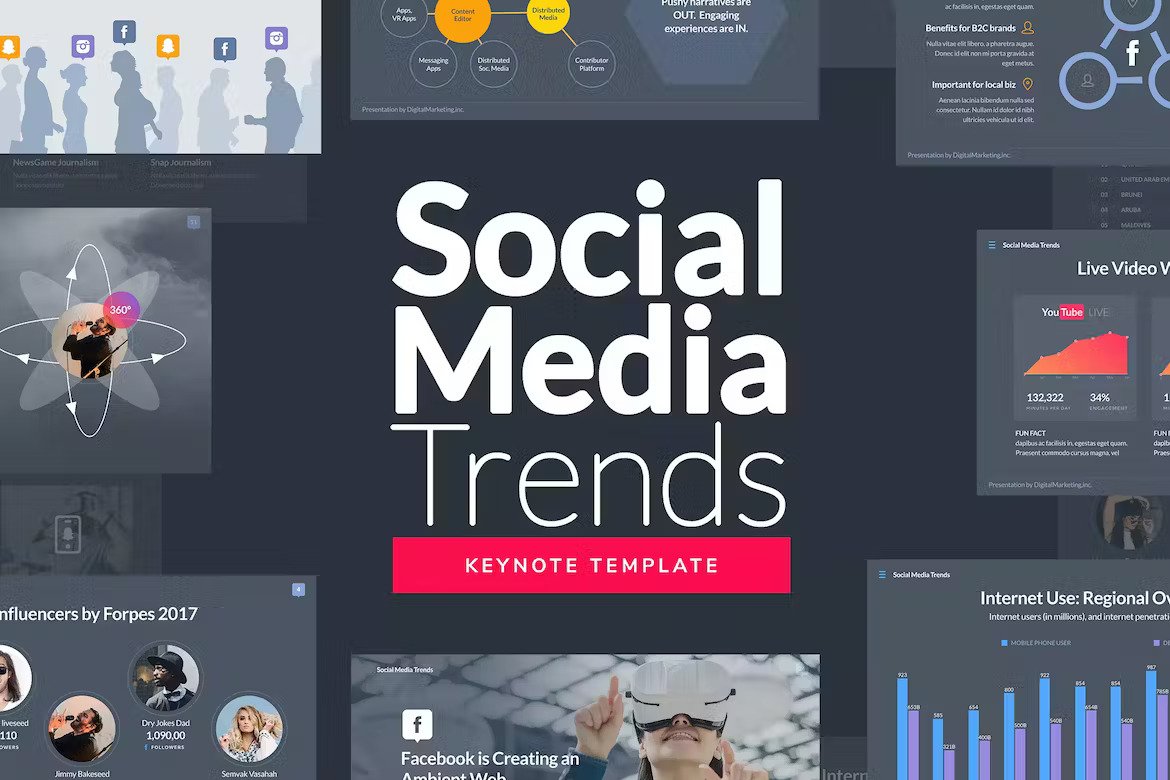 Social Media Trends Keynote Template (E267JR) Template Free Download