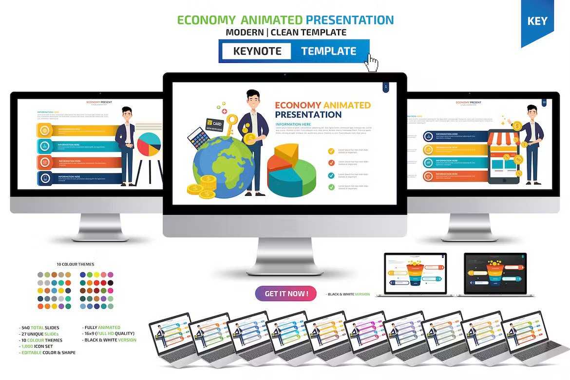 Economy Animated Keynote Template Free Download