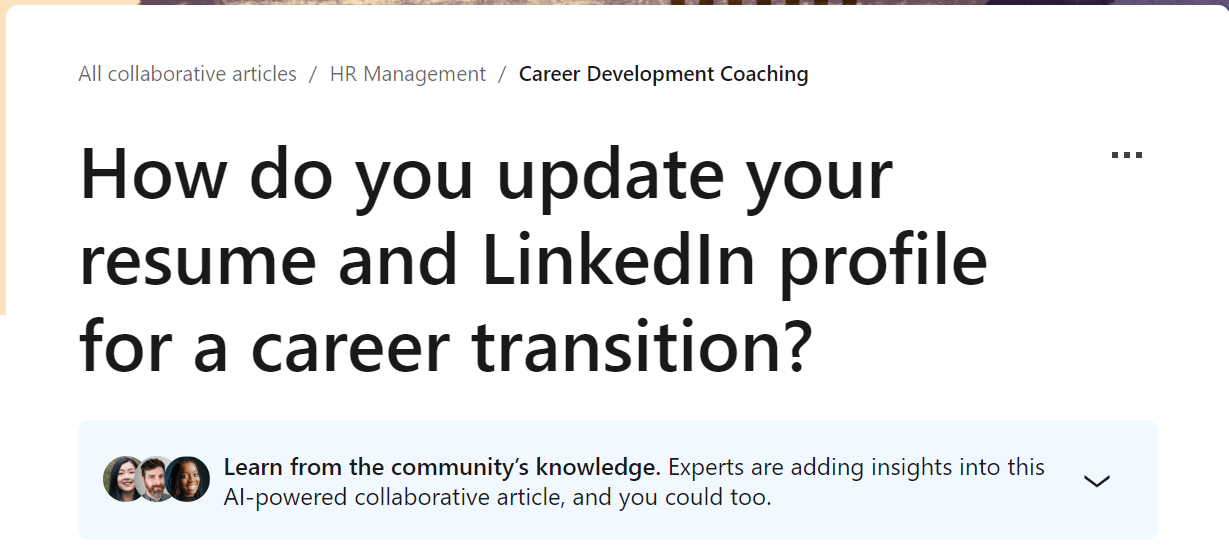 an image of linkedin career transition