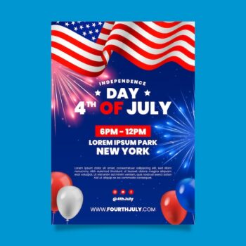 Free Vector | 4th of july realistic poster