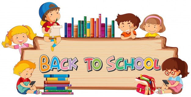 Free Vector | Back to chool template on wooden board