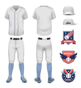 Free Vector | Baseball sport jersey uniform realistic mockup with different logo emblems isolated vector illustration