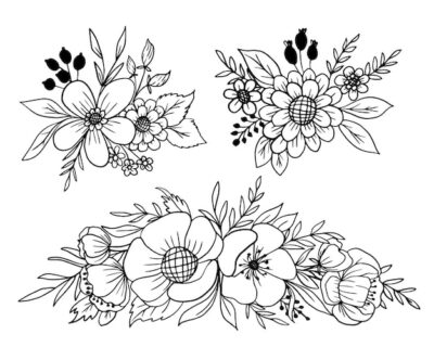 Free Vector | Beauty flower and leaves line art collection