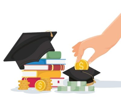 Free Vector | Books with money loans for scholarships
