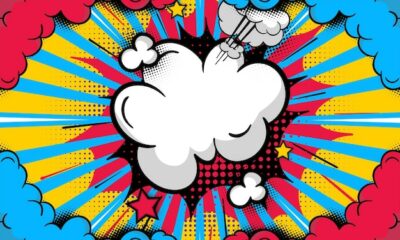 Free Vector | Comic pop art cloud bubble funny speech bubble trendy colorful retro vintage background in pop art retro comic style illustration easy editable
