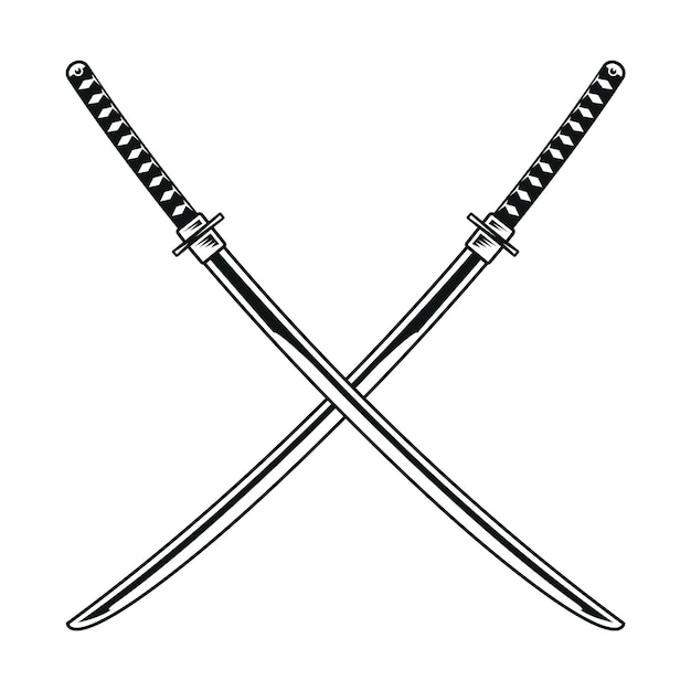 Free Vector | Crossed katana swords vector