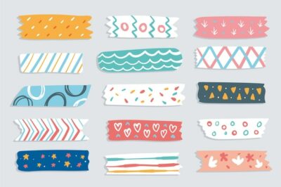 Free Vector | Drawn different washi tapes set