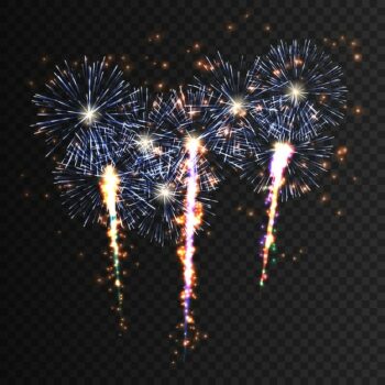 Free Vector | Festive patterned firework bursting in various shapes sparkling set black background abstract vector