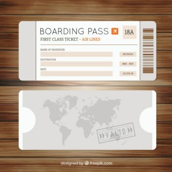 Free Vector | Grey boarding pass with decorative map