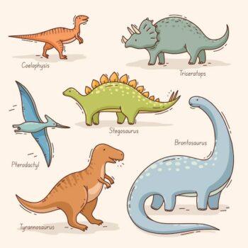 Free Vector | Hand drawn dinosaur names element collection