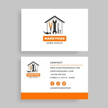 Free Vector | Hand drawn handyman home repair business card template