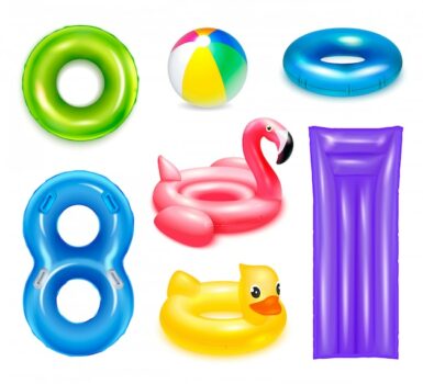 Free Vector | Inflatable rubber toys swimming rings set of isolated realistic images of circle shaped and childish water