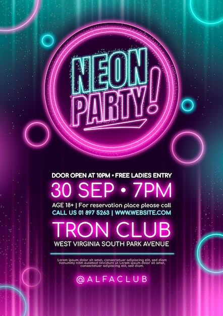 Free Vector | Neon party poster