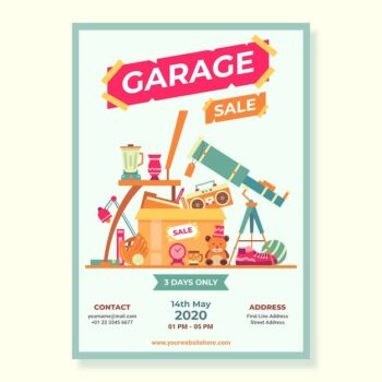Free Vector | Public garage sale poster template