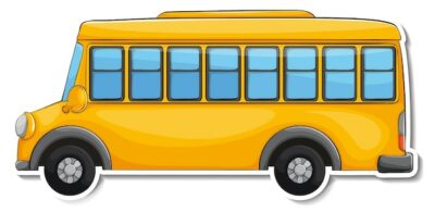 Free Vector | School bus cartoon sticker on white background