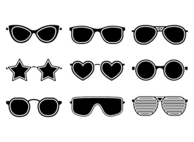 Free Vector | Set of different style glasses glyph
