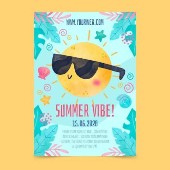 Free Vector | Watercolor summer party poster