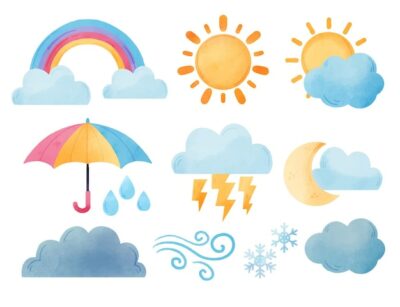 Free Vector | Watercolor weather effects collection